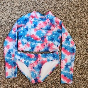 Cat & Jack Blue and Pink Rashguard Swim Set, Size 6/7